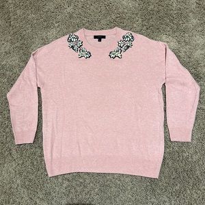 J. Crew Women’s Jeweled Collar Pink Sweater sz S